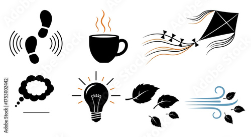 Abstract geometric shapes and lines creating a dynamic visual composition silhouette