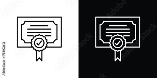 Qualification icon symbols in black illustrations set