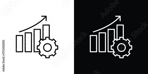Productivity icon symbols in black illustrations set