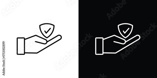 Policyholder icon symbols in black illustrations set
