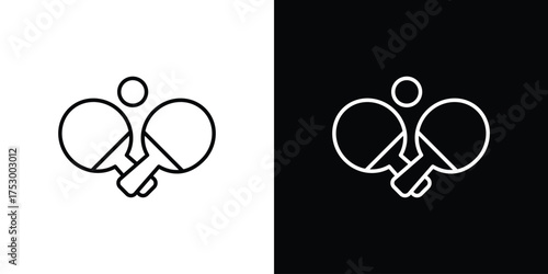 Ping pong icon symbols in black illustrations set