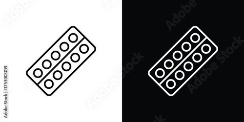 Pill blister symbols in black illustrations set icon symbols in black illustrations set
