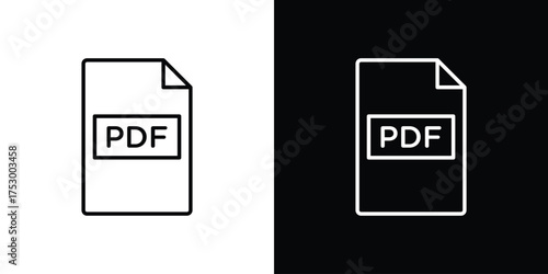 PDF file icon symbols in black illustrations set