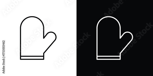 Oven mitt icon symbols in black illustrations set