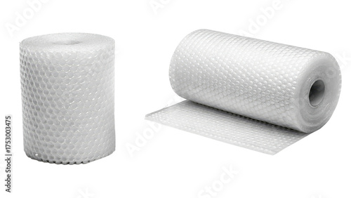 Rolls of bubble wrap for packaging isolated on transparent background