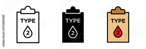 Type 2 diabetes icon vector icon set in stroke, filled and colored concept for web design.