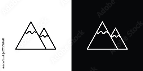 Mountain icon symbols in black illustrations set