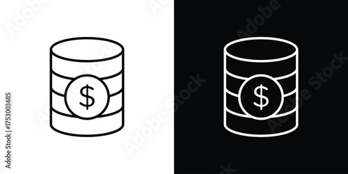 Money icon symbols in black illustrations set