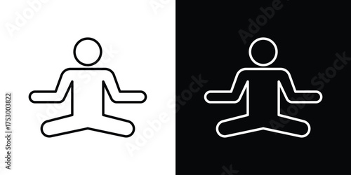 Meditation icon symbols in black illustrations set