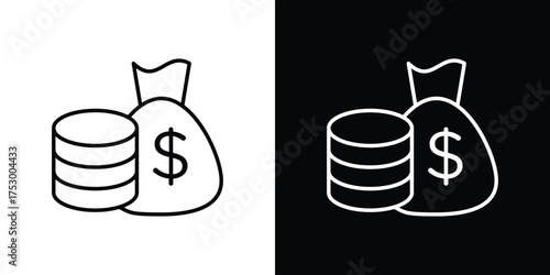 Income icon symbols in black illustrations set