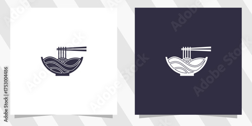 noodle with chopstick logo design