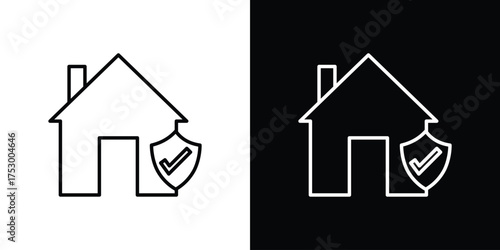 Home insurance icon symbols in black illustrations set