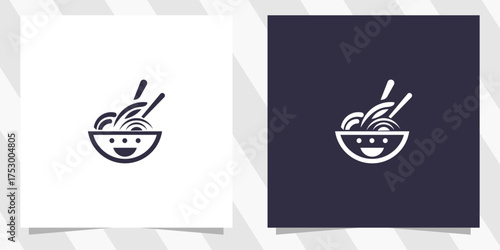 noodle with chopstick logo design