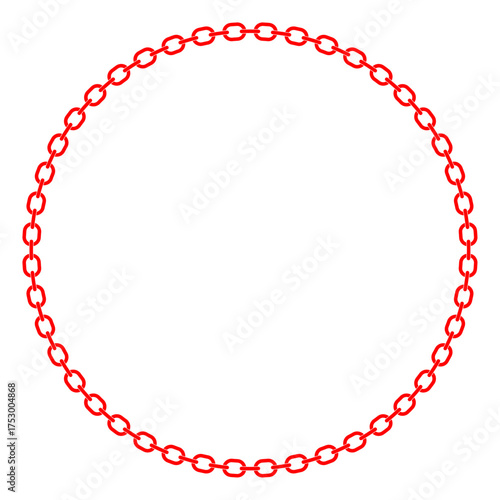 A round chain border forming a perfect circle with interlocked metal links
