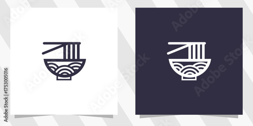 noodle with chopstick logo design