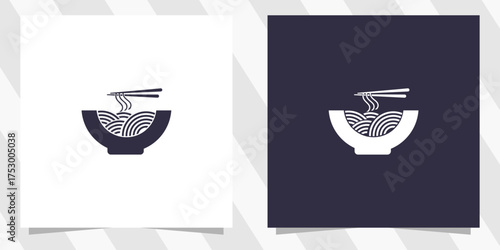 noodle with chopstick logo design