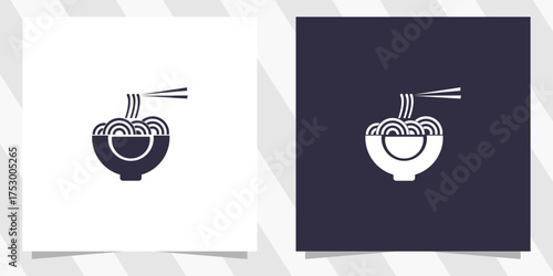 noodle with chopstick logo design