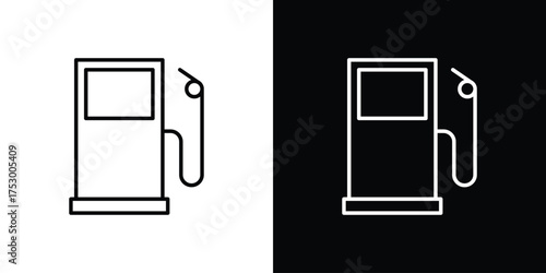 Gas station icon symbols in black illustrations set