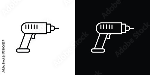 Drill icon symbols in black illustrations set