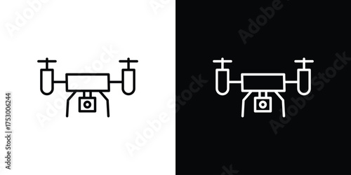Drone icon symbols in black illustrations set