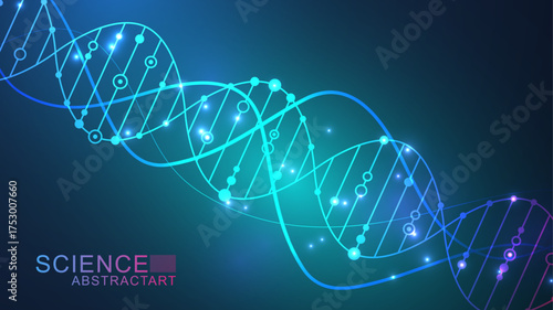 Molecular structure DNA, atom, neurons. Medical, technology, chemistry, science background. Science concept for your design. Connected lines with dots. Vector illustration.