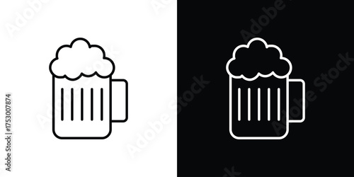 Beer mug icon symbols in black illustrations set