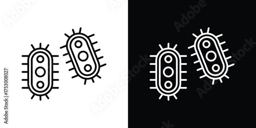 Bacteria icon symbols in black illustrations set