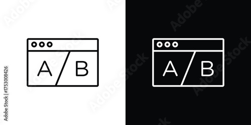 A B test icon symbols in black illustrations set