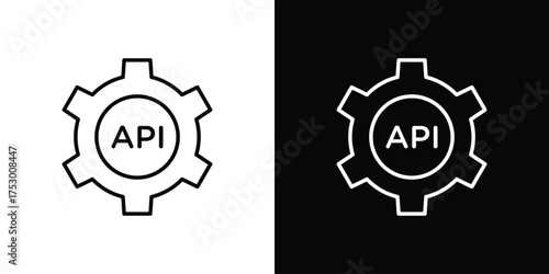 API icon symbols in black illustrations set