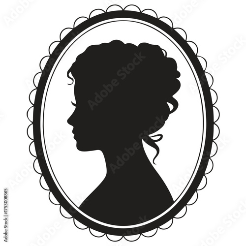 Elegant victorian woman silhouette portrait