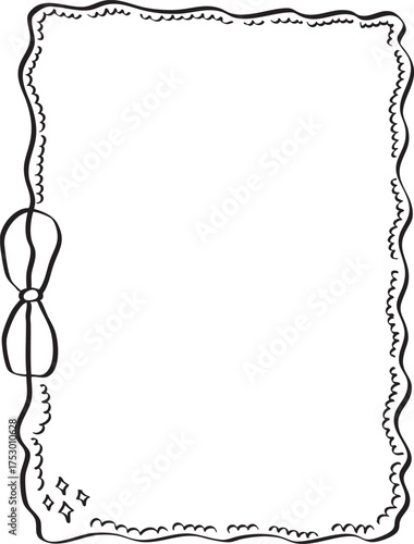 Hand-drawn rectangular frame with wavy lines and bow accent. Great for invitations, posters, decorative cards, and creative stationery design