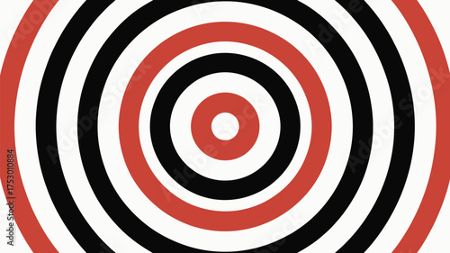 Concentric circles pattern in red black and white creating a hypnotic visual effect appearance design