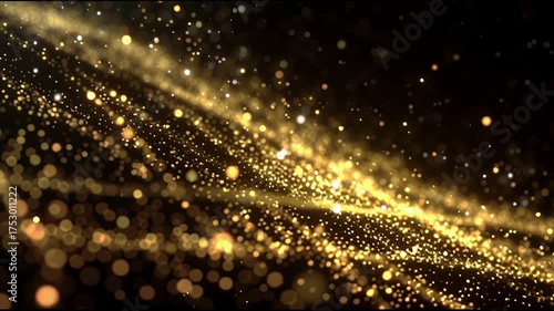 Beautiful golden sparkles and shining lights creating a mesmerizing starry background for peaceful ambiance and relaxation