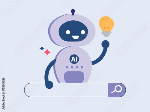 AI chat robot with search engine bar. AI bot innovation technology answer question with smart solution