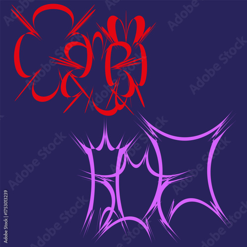 Explosion star shapes. Dynamic splash elements. Abstract burst Vector. Colorful art design.