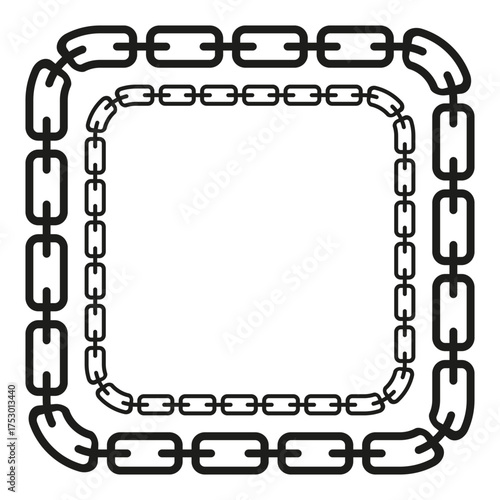 Chain link border. Square frame element. Geometric pattern Vector. Black white decoration.