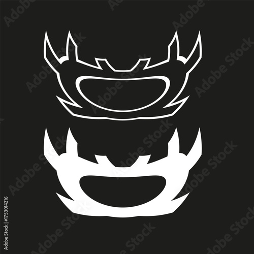 Abstract grunge shapes. Two black white elements. Rough texture Vector forms. Hand drawn arc set.