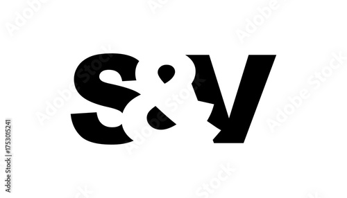 SV logo design in bold style. Black white identity symbol. Modern typography emblem. Corporate branding icon.