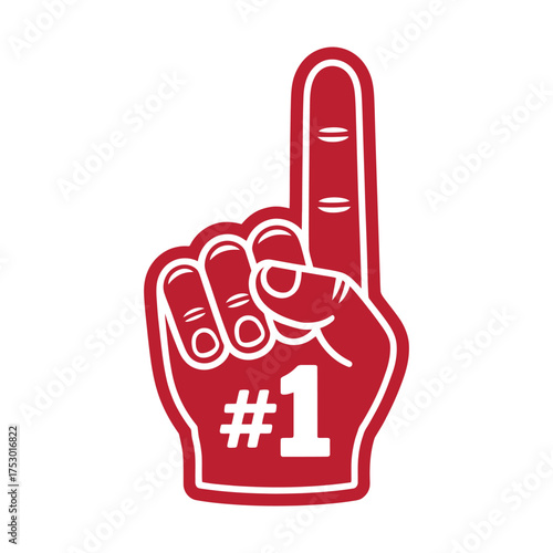 A red foam hand with the number one, symbolizing success, achievement, and being number one in a competition