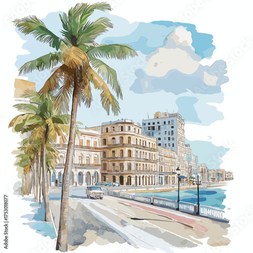 Malec?n. Malec?n hand drawn watercolor illustration