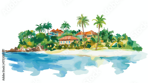 Montego Bay. Montego Bay hand drawn watercolor illustration