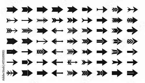 Black and White Arrow Vector Set for Navigation and Design Projects