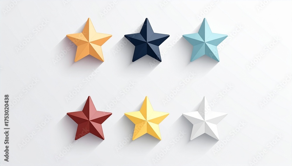 Fototapeta premium Flat Minimal Star Vector Set with Solid and Outline Styles