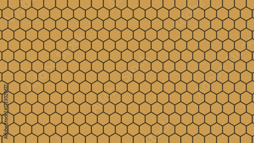 A repeating pattern of brown hexagons with darker brown outlines covering the entire image space evenly