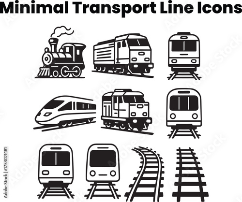 Public Transport Icon Set – 10 Flat Vector Icons
