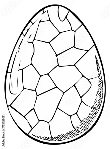 Decorated Easter egg drawing with geometric pattern, eggs for holiday celebration, spring season, design, sketch