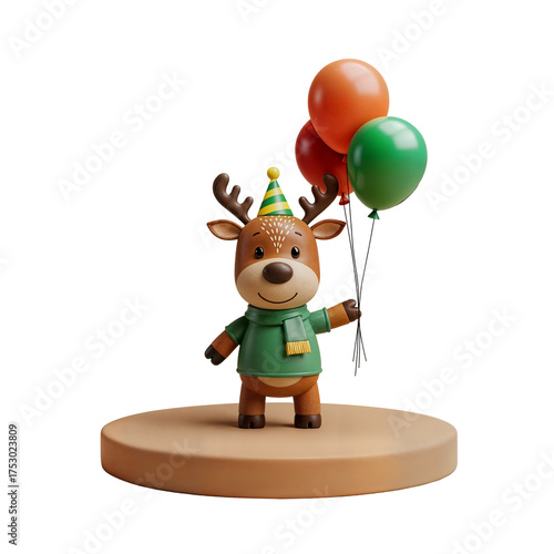 Cute Teddy Bear Holding Balloons, Birthday Party and Celebration Theme