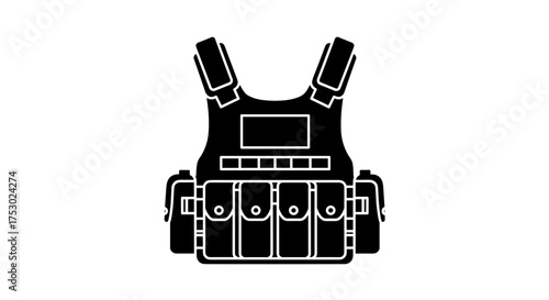 Tactical military vest with utility pouches, armored protection gear, combat body armor, soldier equipment, bulletproof carrier, durable tactical load-bearing vest for security and defense use