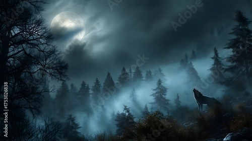 Wallpaper Mural Lone werewolf howls in forest clearing Torontodigital.ca