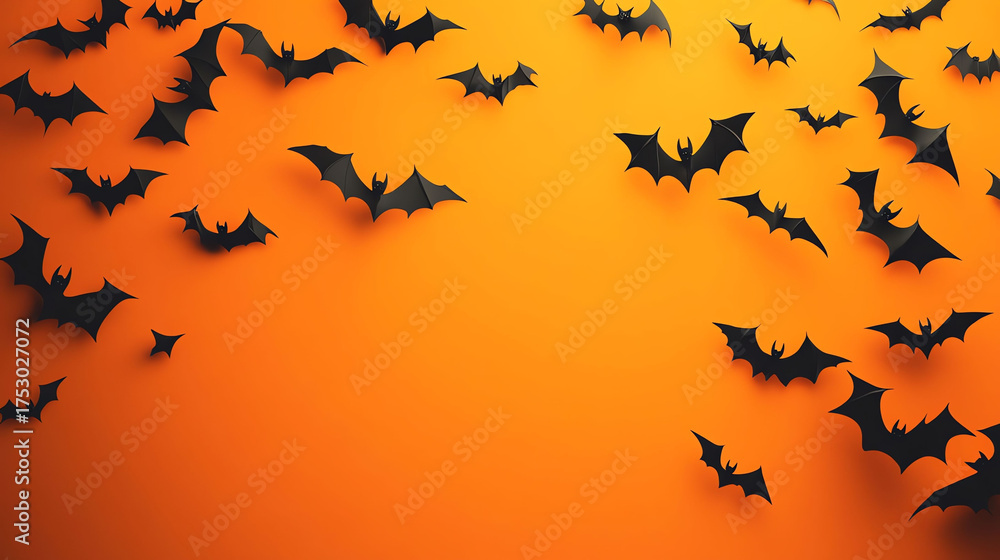 Fototapeta premium Halloween Spooky Silhouette Scene with Bats, Bare Trees and Haunted Castles
